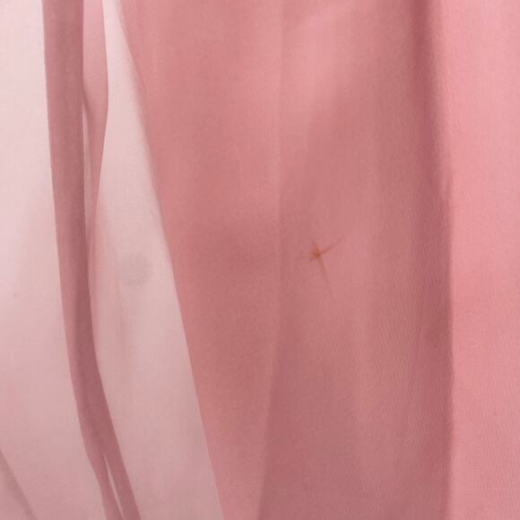 Vintage 70s Chiffon Puff Sleeve Ruffle Off Shoulder Midi Dress Fit Flare Pink 4 - Picture 10 of 10